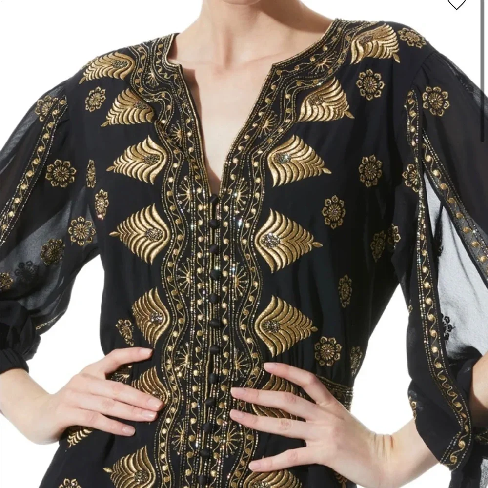 ALICE + OLIVIA ZIA EMBELLISHED DROP SHOULDER MINI DRESS SIZE MEDIUM NWOT - Picture 4 of 5